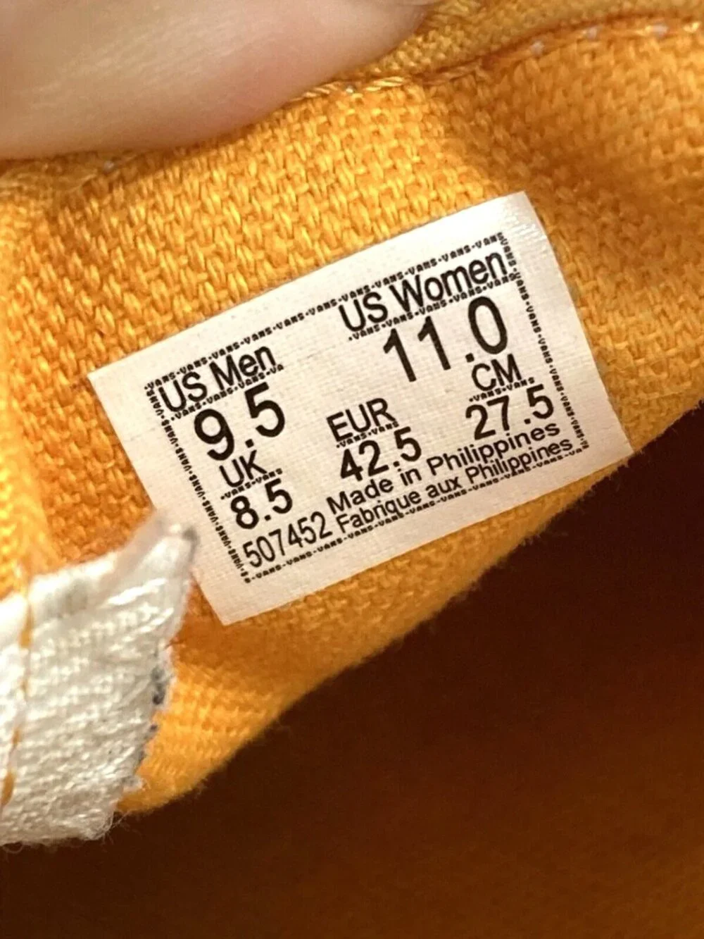 Vans OTW Men 9.5/Women 11-Mustard Yellow/Logo + Checkered Low Skate Shoe 507452